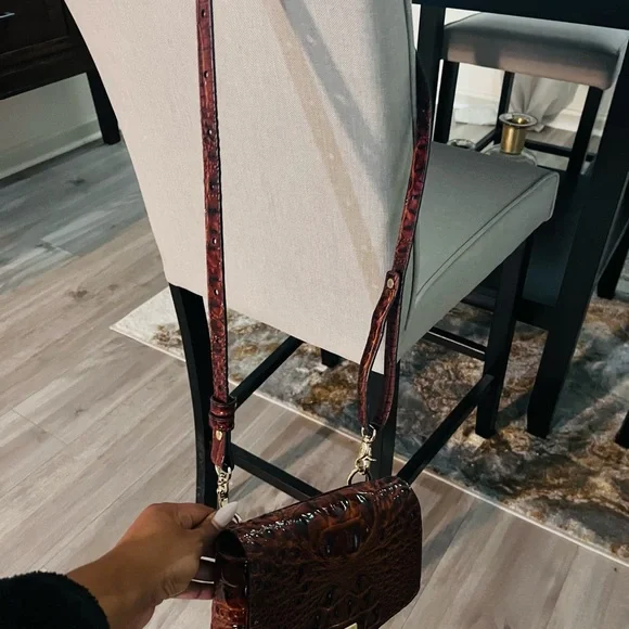Brahmin Burgundy Croc-Embossed Crossbody Bag - Picture 3 of 3